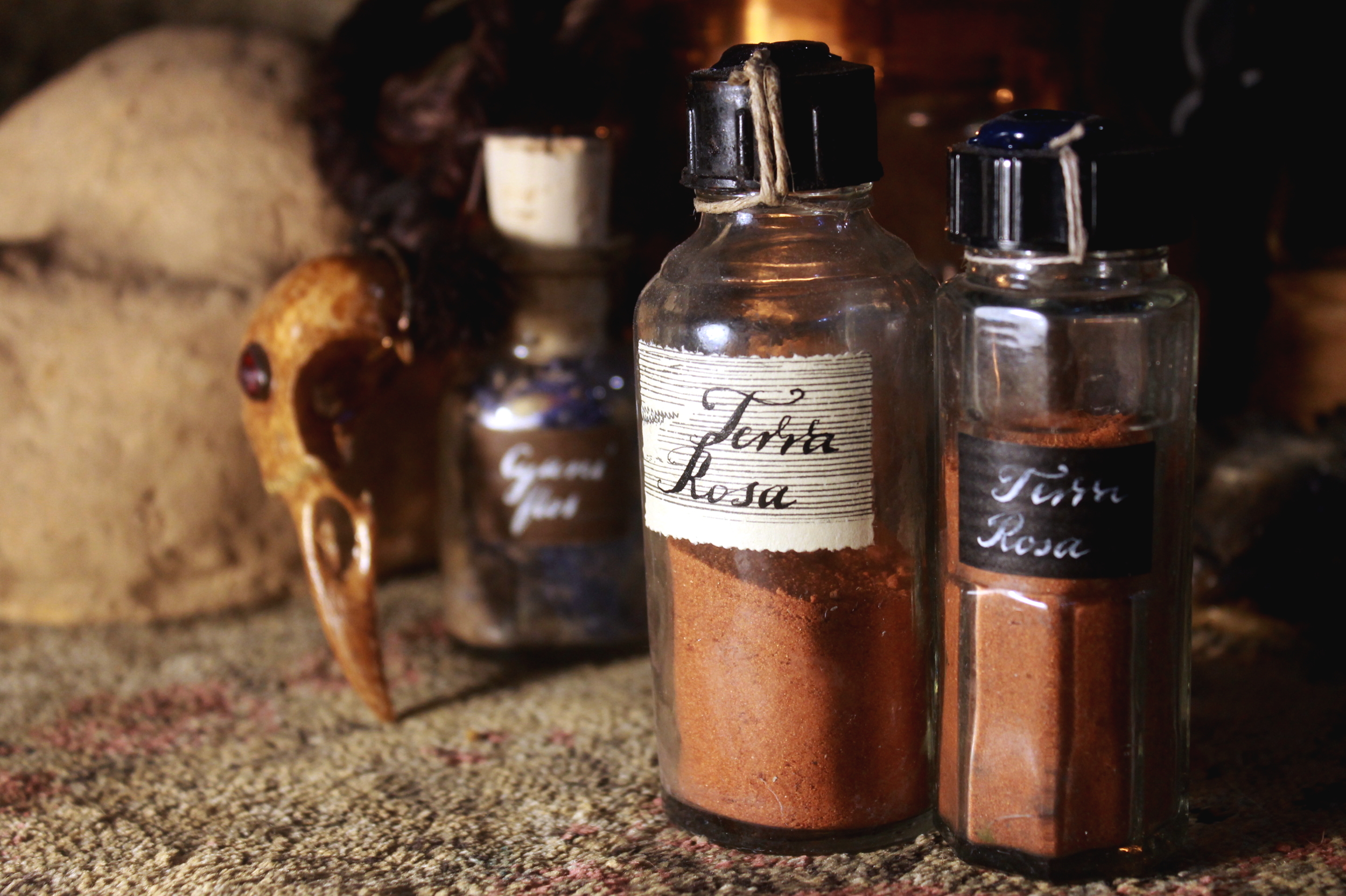 Terra rosa in antique bottles