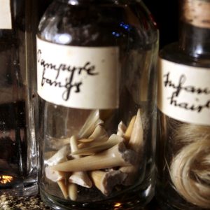 Alchemy set in antique bottles in an antique case