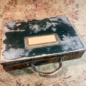 Vintage wooden case with set of test tubes