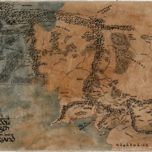 Beleriand and Middle Earth hand drawn map