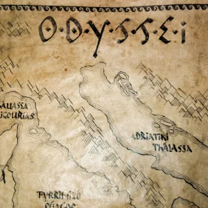 Odyssey ancient Greece hand drawn map