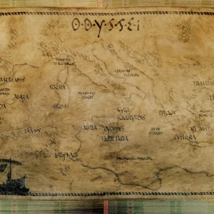 Odyssey ancient Greece hand drawn map